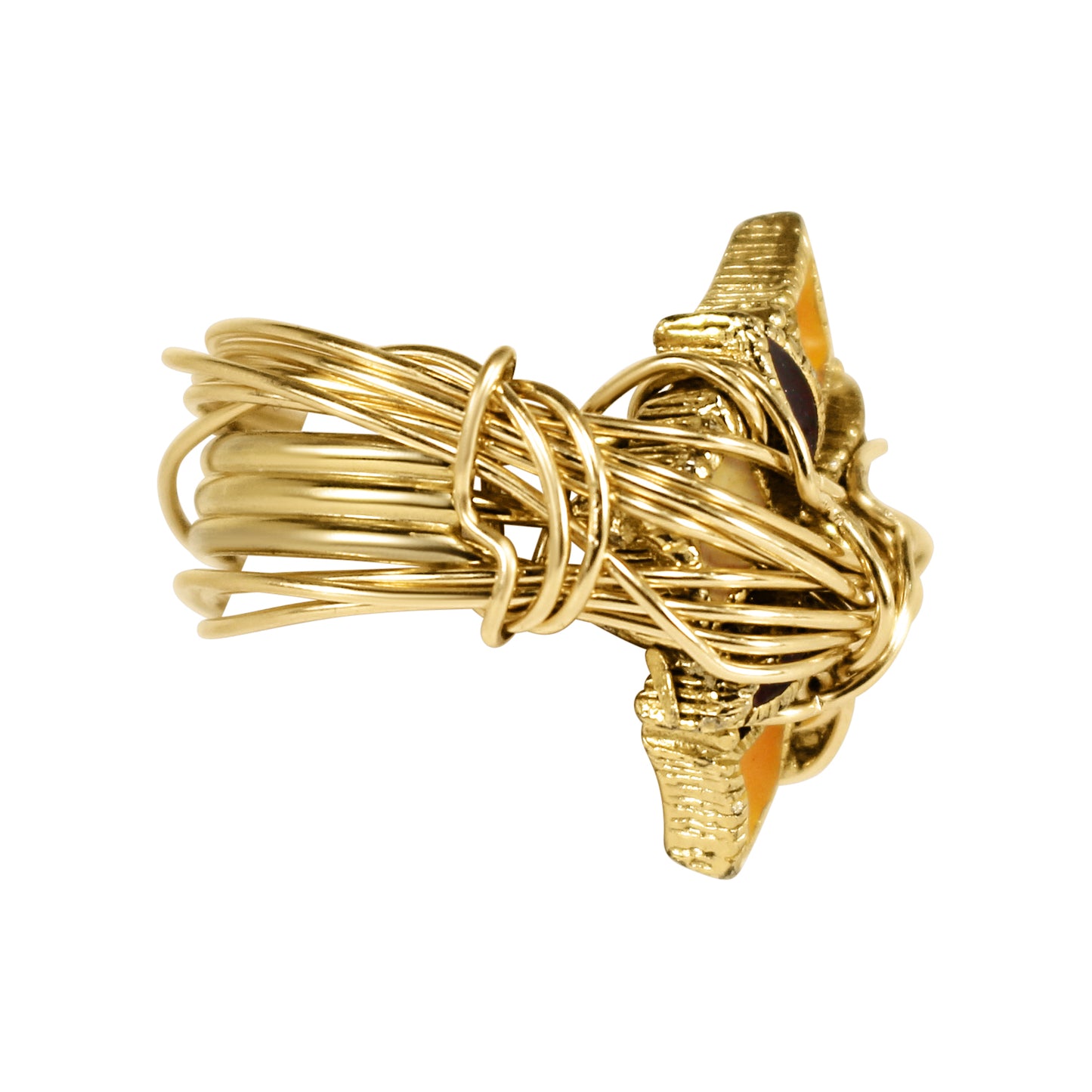 Orange Enamel Vintage Cocktail Ring