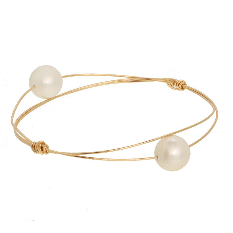 Wire Bangle w/ Pearls