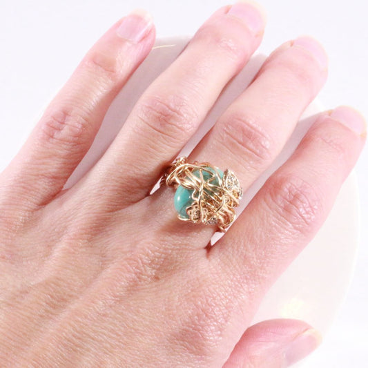 Turquoise 1980's Blingy  - Vintage Cocktail Ring
