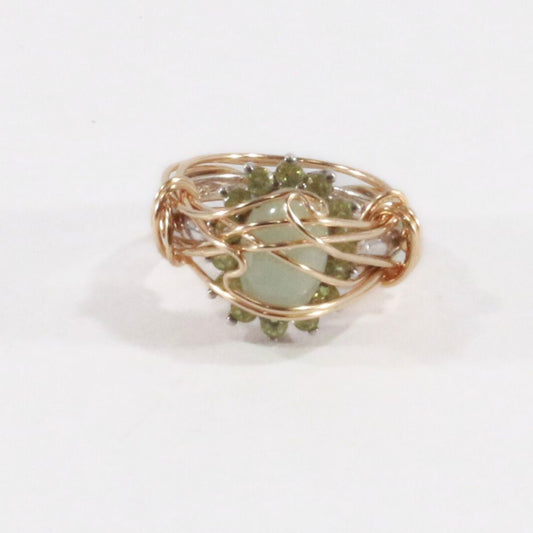 Milky Green Grey Royal looking Beauty  - Vintage Cocktail Ring