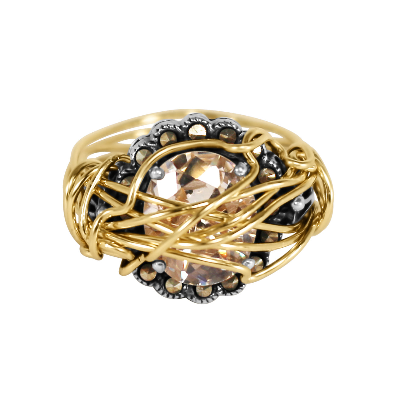 Silver Sparkle Vintage Cocktail Ring