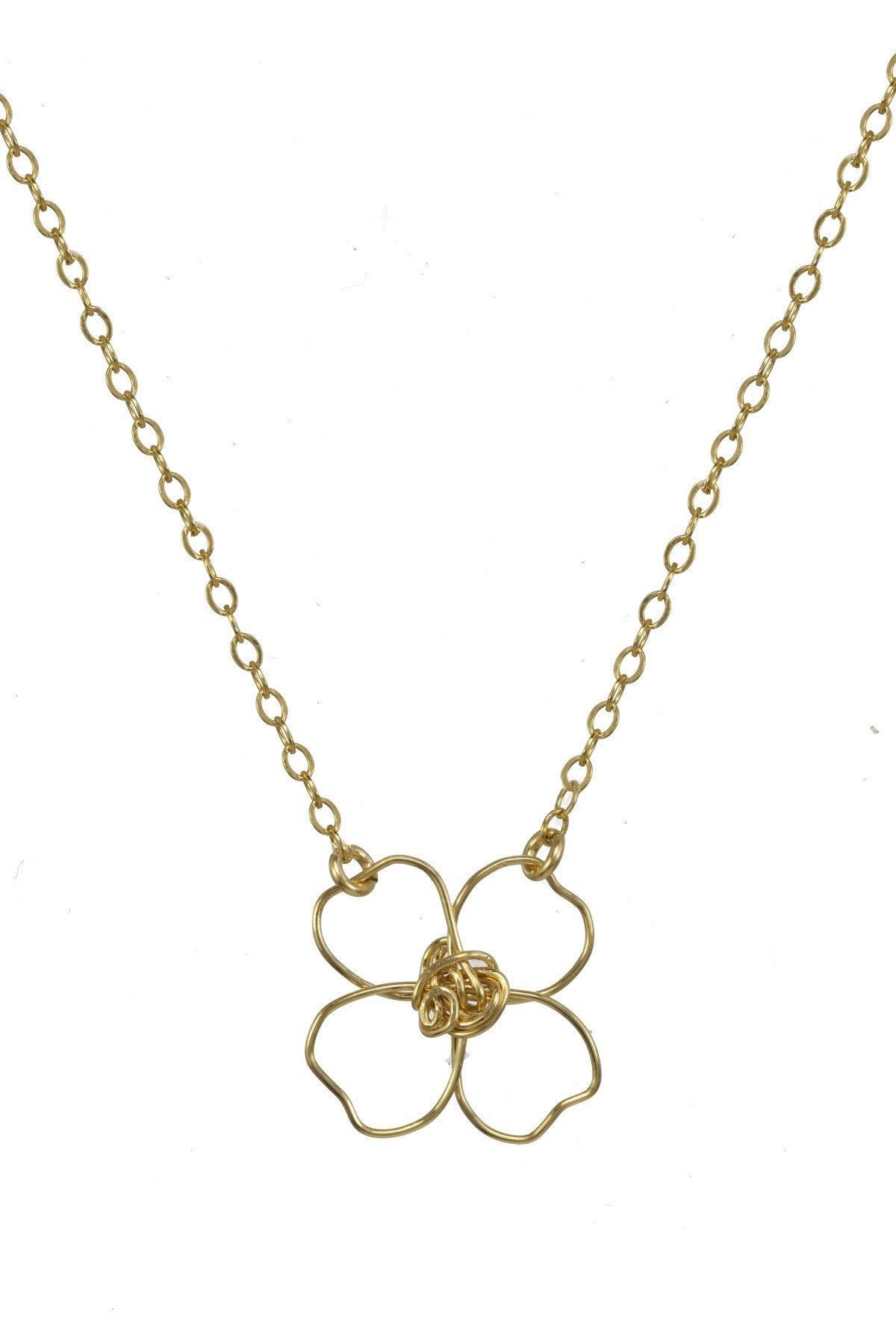 Gold four leaf clover necklace