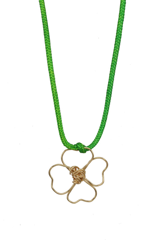 Gold on Green four leaf clover necklace