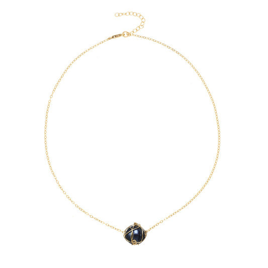 Dark Wrapped Pearl Necklace